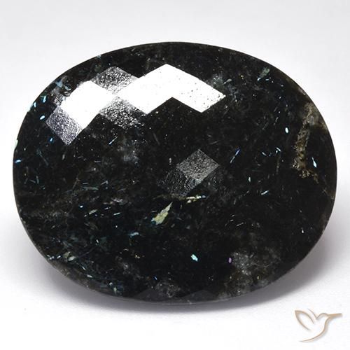 Nuummite Nero con scintillio blu naturale da 44.57 ct, Ovale, Opaco