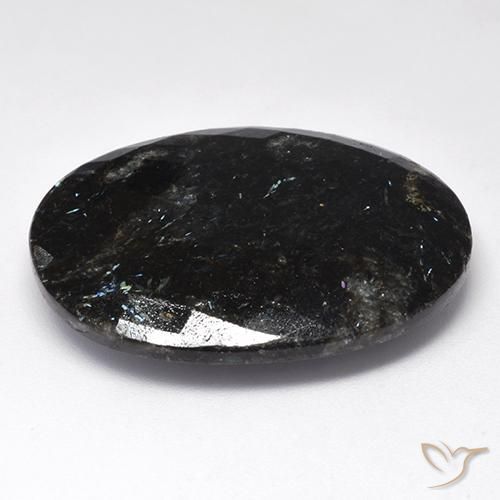 Nuummite Nero con scintillio blu naturale da 44.57 ct, Ovale, Opaco