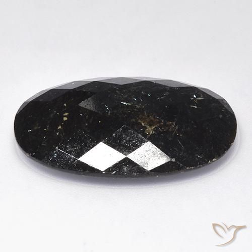 Nuummite Nero con scintillio blu naturale da 26.97 ct, Ovale, Opaco
