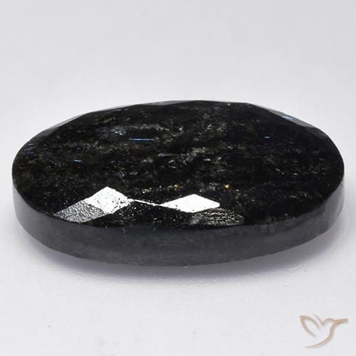 Nuummite Nero con scintillio blu naturale da 28.28 ct, Ovale, Opaco