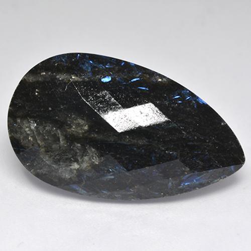 Nuummite Nero con scintillio blu naturale da 23.74 ct, Forma a pera, Opaco