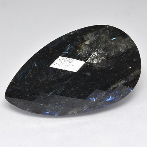 Nuummite Nero con scintillio blu naturale da 23.74 ct, Forma a pera, Opaco