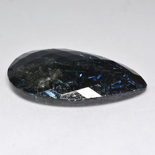 Nuummite Nero con scintillio blu naturale da 23.74 ct, Forma a pera, Opaco