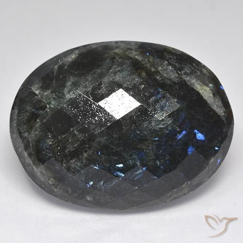 Nuummite Nero con scintillio blu naturale da 29.47 ct, Ovale, Opaco