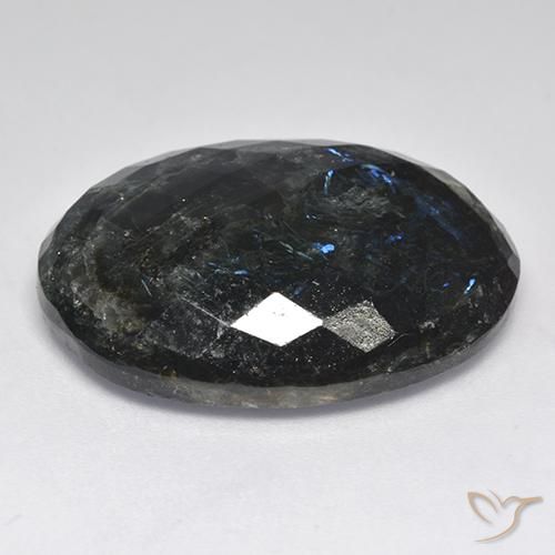 Nuummite Nero con scintillio blu naturale da 29.47 ct, Ovale, Opaco