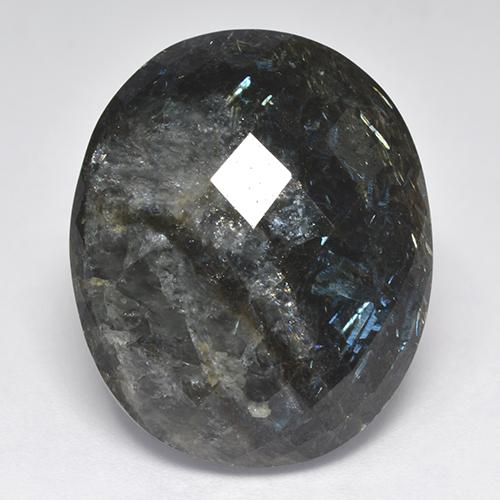 Nuummite nero con scintillio blu naturale da 33,44 ct, taglio ovale, opaco