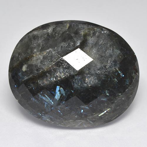 Nuummite nero con scintillio blu naturale da 33,44 ct, taglio ovale, opaco