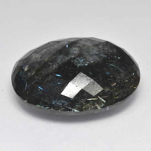 Nuummite nero con scintillio blu naturale da 33,44 ct, taglio ovale, opaco