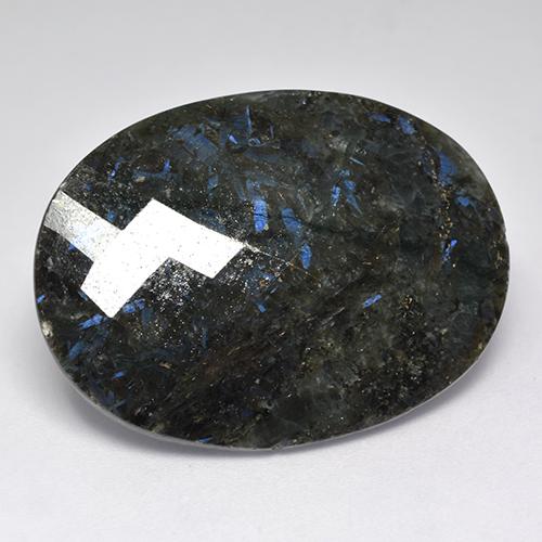 Nuummite naturale nero da 40,80 ct, taglio ovale, opaco