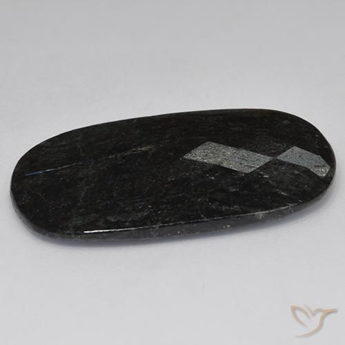Nuummite Nero con scintillio blu naturale da 27.33 ct, Cuscino, Opaco