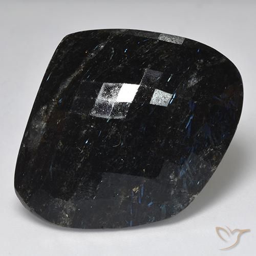 Nuummite Nero con scintillio blu naturale da 58.60 ct, Taglio a fantasia, Opaco