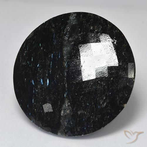 Nuummite Nero con scintillio blu naturale da 50.90 ct, Rotondo, Opaco