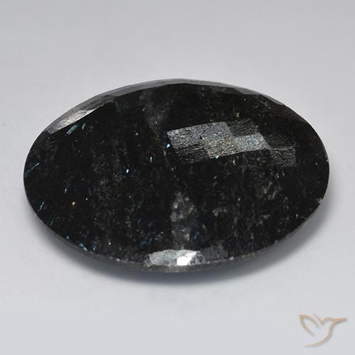Nuummite Nero con scintillio blu naturale da 50.90 ct, Rotondo, Opaco