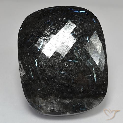 82.01ct Naturale Nero con scintillio blu Nuummite, Cuscino, Opaco