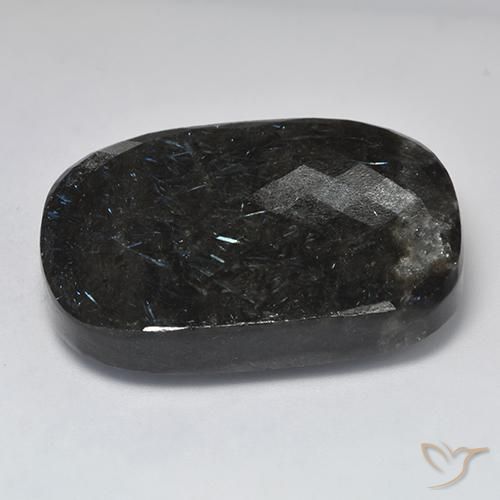 Nuummite Nero con scintillio blu naturale da 82.01 ct, Cuscino, Opaco