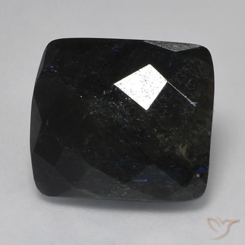 Nuummite Nero con scintillio blu naturale da 14.54 ct, Cuscino, Opaco