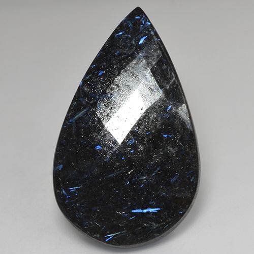 Nuummite Nero con scintillio blu naturale da 29.44 ct, Forma a pera, Opaco