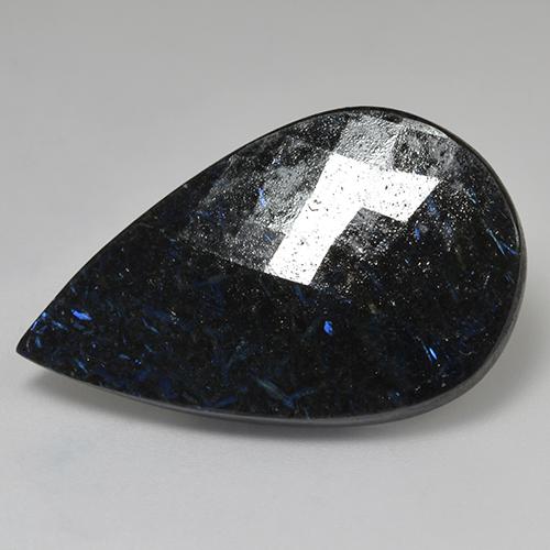 Nuummite Nero con scintillio blu naturale da 29.44 ct, Forma a pera, Opaco