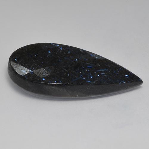 Nuummite Nero con scintillio blu naturale da 29.44 ct, Forma a pera, Opaco