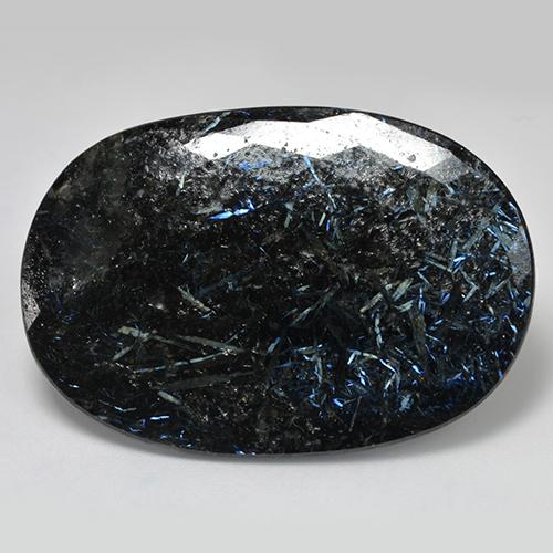 Nuummite naturale nero da 48,65 ct, taglio ovale, opaco