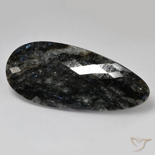 35.82ct Naturale Nero con scintillio blu Nuummite, Forma a pera, Opaco