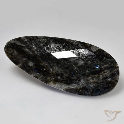 Nuummite Nero con scintillio blu naturale da 35.82 ct, Forma a pera, Opaco