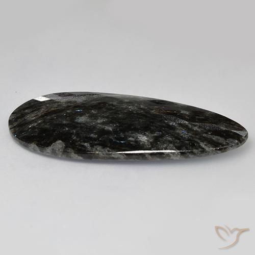 Nuummite Nero con scintillio blu naturale da 35.82 ct, Forma a pera, Opaco