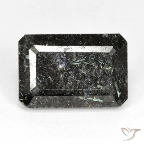 16.29ct Naturale Nero Nuummite, Taglio smeraldo, Opaco