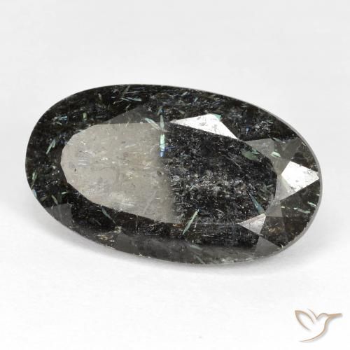 Nuummite Nero naturale da 19.24 ct, Ovale, Opaco