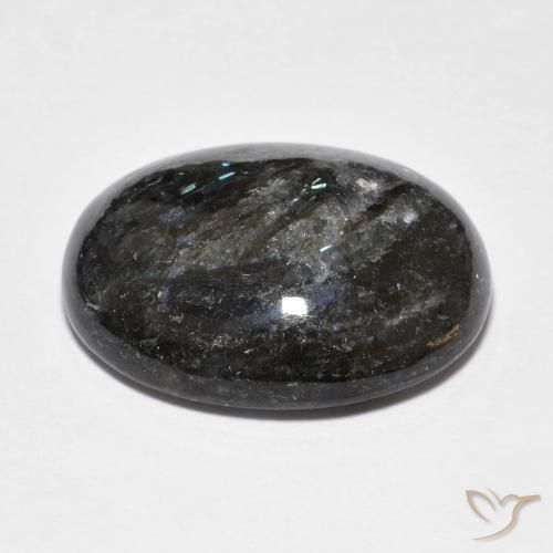 Nuummite Nero con scintillio blu naturale da 18.41 ct, Ovale, Opaco