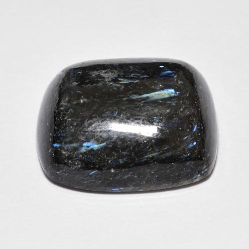 Nuummite naturale nero da 17,72 ct, taglio a cuscino, opaco