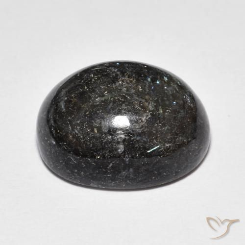 Nuummite Nero con scintillio blu naturale da 14.14 ct, Ovale, Opaco