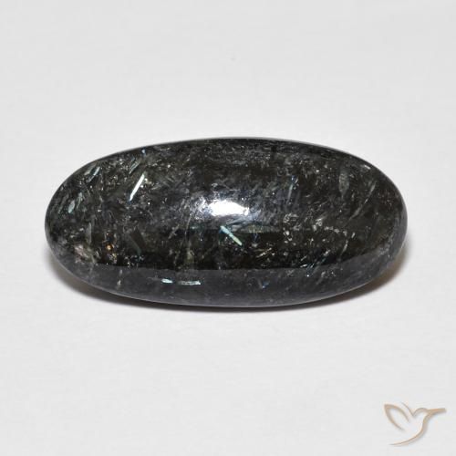 7.87ct Naturale Nero con scintillio blu Nuummite, Ovale, Opaco