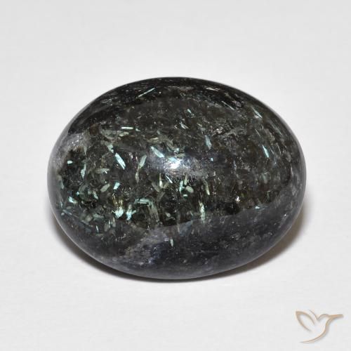 13.71ct Naturale Nero con scintillio blu Nuummite, Ovale, Opaco