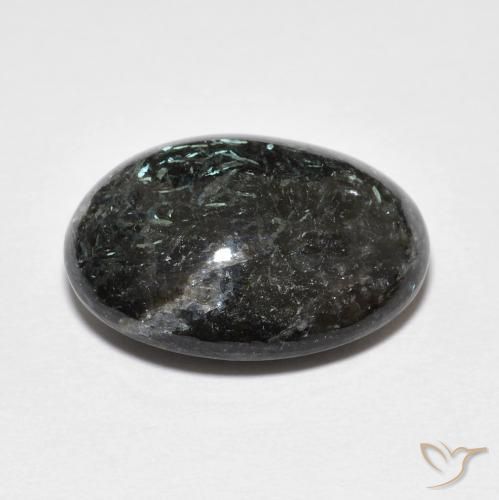 Nuummite Nero con scintillio blu naturale da 13.71 ct, Ovale, Opaco