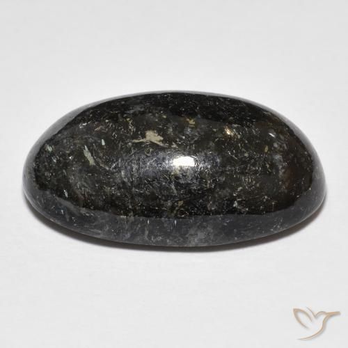 Nuummite Nero con scintillio blu naturale da 23.04 ct, Ovale, Opaco