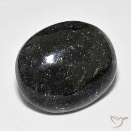 Nuummite Nero con scintillio blu naturale da 23.53 ct, Ovale, Opaco