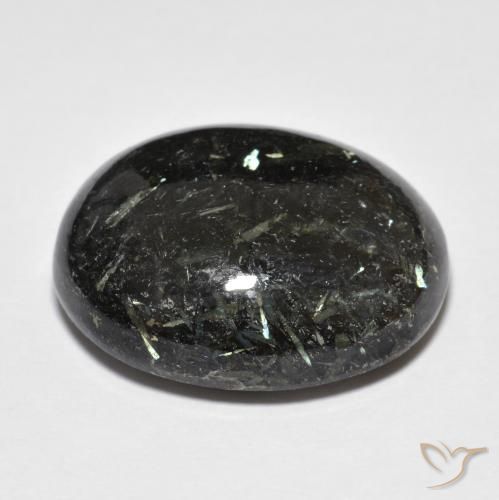 Nuummite Nero con scintillio blu naturale da 23.53 ct, Ovale, Opaco