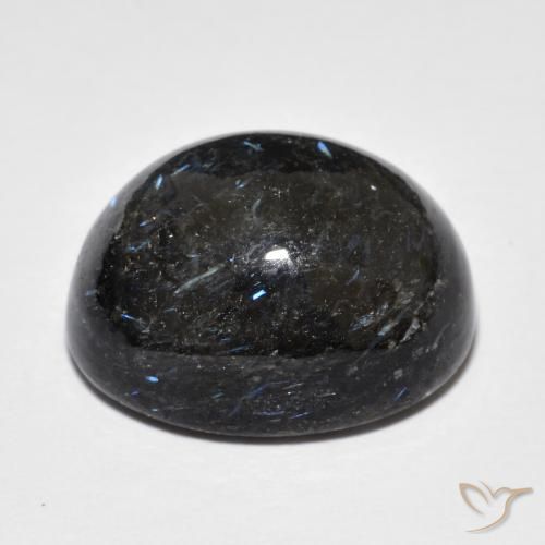 Nuummite Nero con scintillio blu naturale da 22.55 ct, Ovale, Opaco