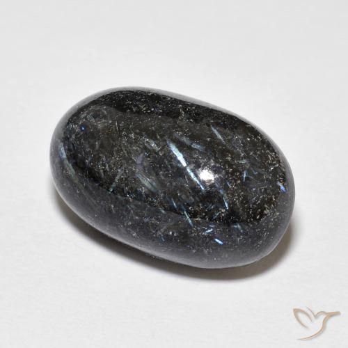 Nuummite Nero con scintillio blu naturale da 14.96 ct, Ovale, Opaco