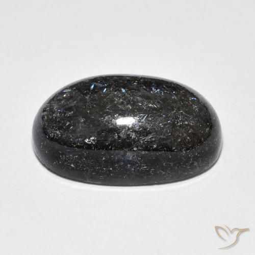 Nuummite Nero con scintillio blu naturale da 14.96 ct, Ovale, Opaco