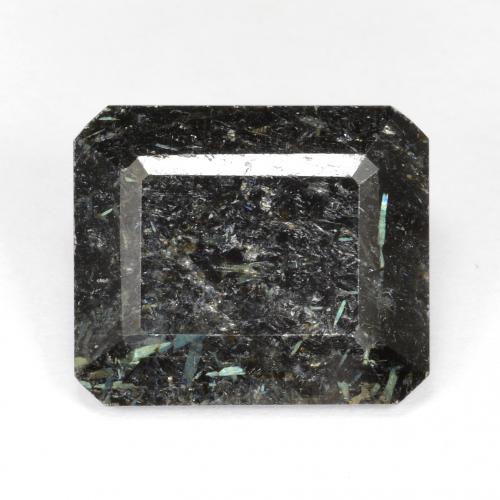 Nuummite naturale nero da 10,64 ct, taglio smeraldo, opaco