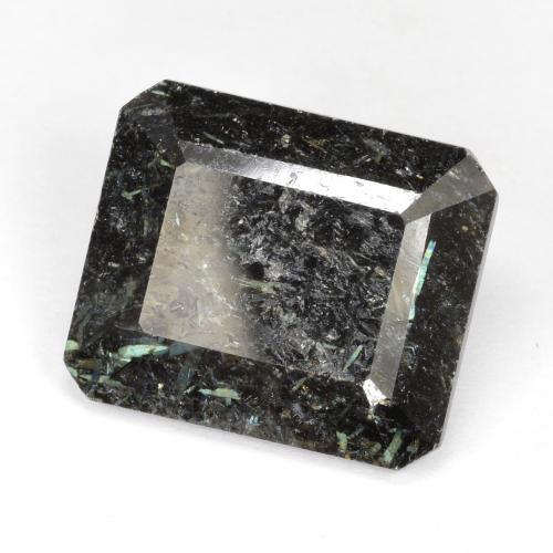 Nuummite naturale nero da 10,64 ct, taglio smeraldo, opaco