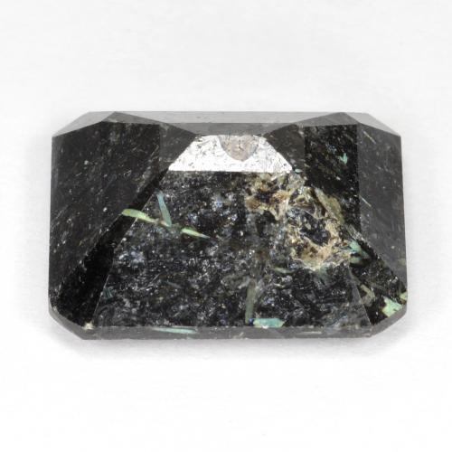 Nuummite naturale nero da 10,64 ct, taglio smeraldo, opaco