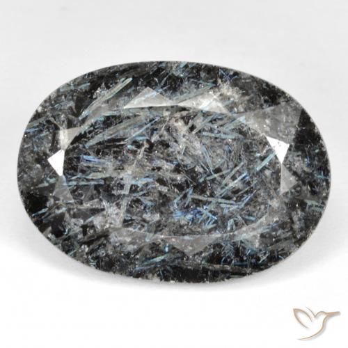 27.22ct Naturale Nero con scintillio blu Nuummite, Ovale, Opaco