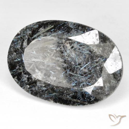 Nuummite Nero con scintillio blu naturale da 27.22 ct, Ovale, Opaco