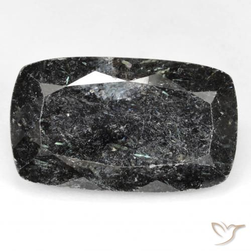 29.18ct Naturale Nero con scintillio blu Nuummite, Cuscino, Opaco
