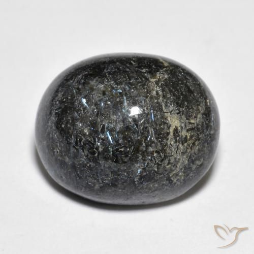 14.55ct Naturale Nero con scintillio blu Nuummite, Ovale, Opaco