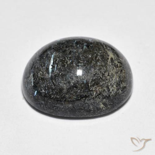 Nuummite Nero con scintillio blu naturale da 14.55 ct, Ovale, Opaco