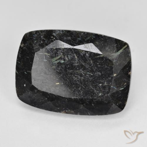 Nuummite Nero con scintillio blu naturale da 14.70 ct, Cuscino, Opaco